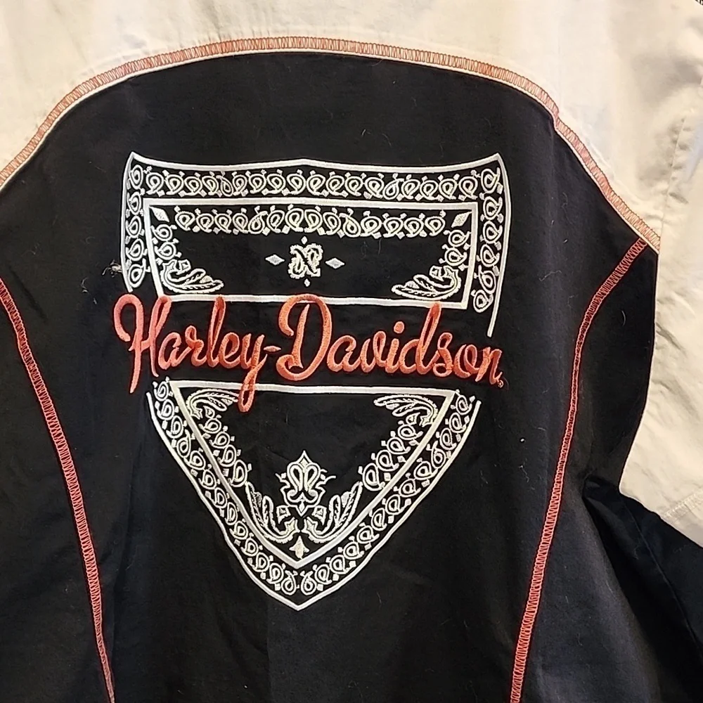Vintage Y2K Harley Davidson full zip paisley pattern biker shirt 2W - Picture 3 of 8